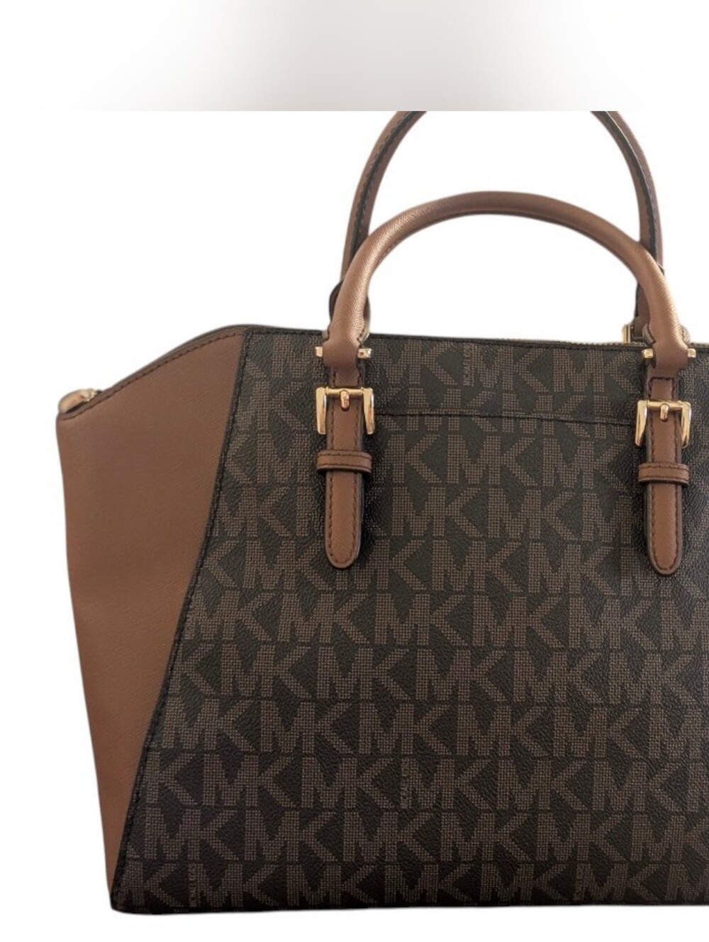 New Michael KORS Ciara Large Logo Acorn Leather Satchel - Picture 2 of 10